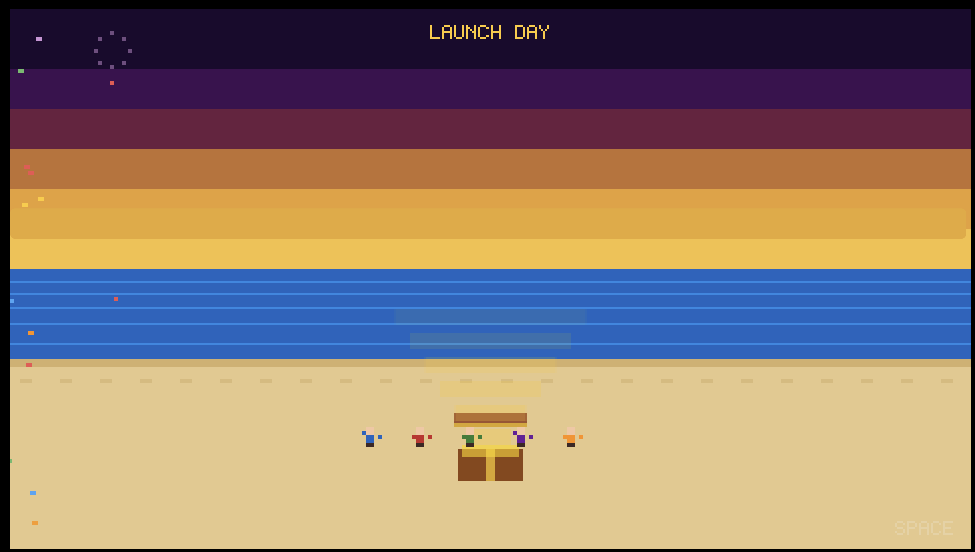 Launch day celebration scene